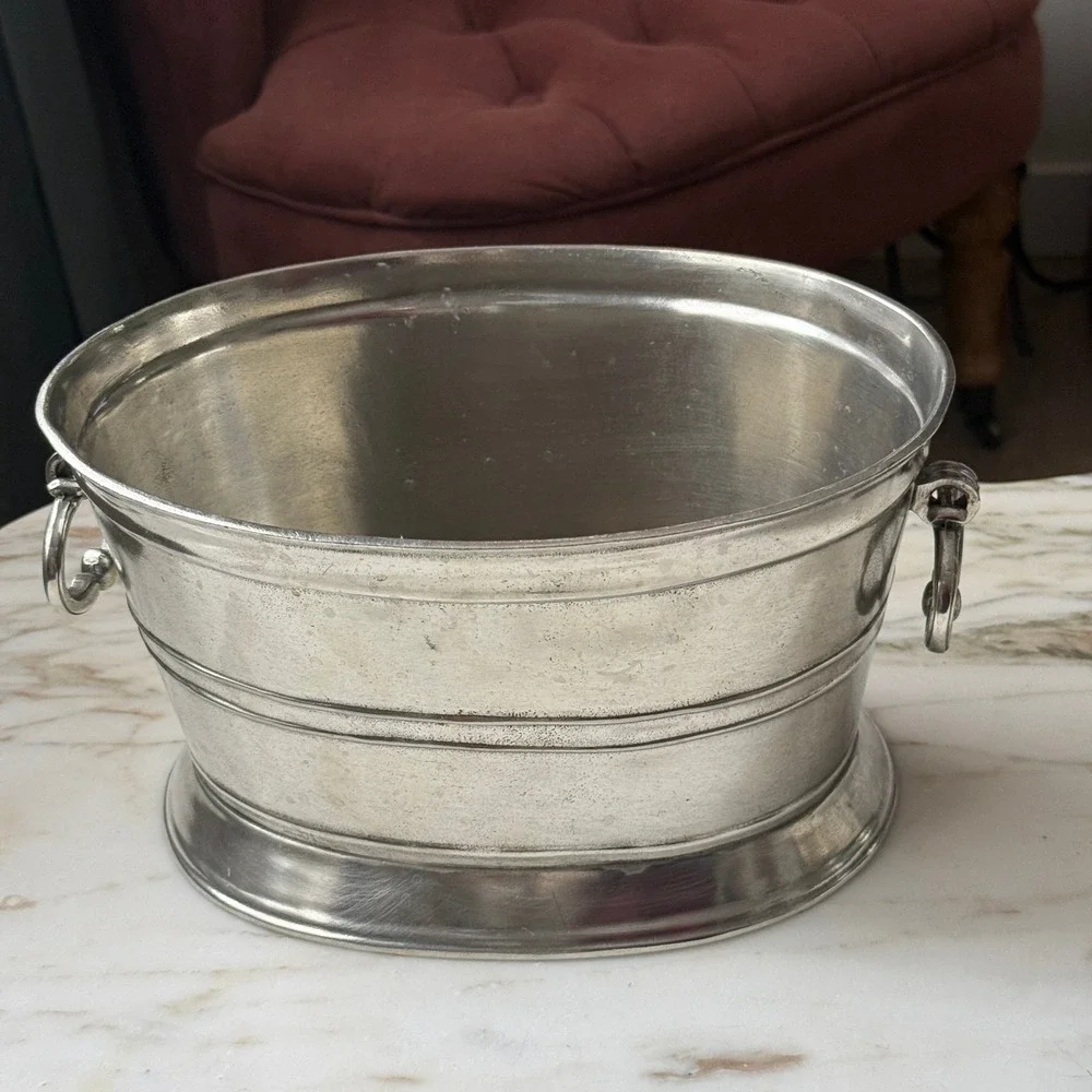 Arte Italica Vintage Italian Pewter Wine Bucket Champagne Ice Bucket Valentines